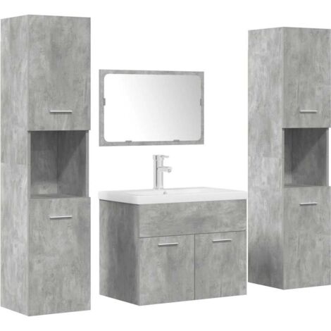 vidaXL 5 Piece Bathroom Furniture Set Concrete Grey Engineered Wood