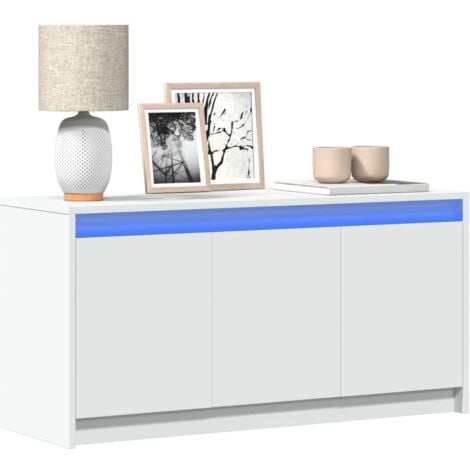 vidaXL Meuble TV avec LED blanc 100x34x50 cm bois d'ingénierie