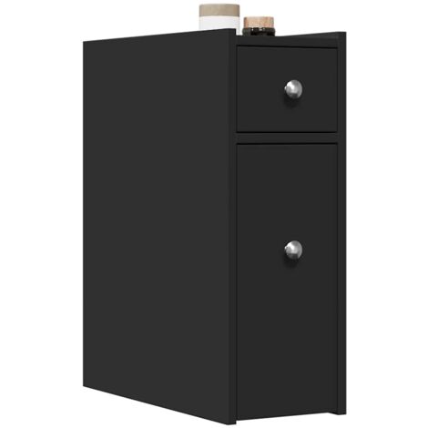 Vidaxl – Armoire de salle de bain étroite avec roulettes – Bois d'ingénierie noir – Dimensions 21,5 x 50 x 60 cm – Capacité 50 kg
