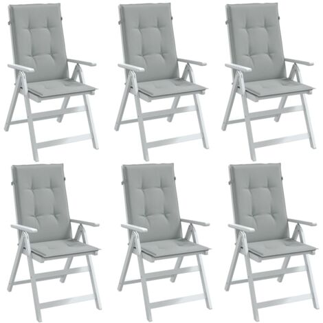 vidaXL Coussins de chaise à dossier haut lot de 6 gris clair mélangé