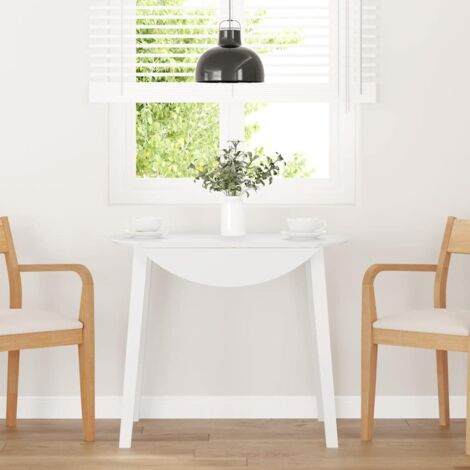 Vidaxl – Table à manger pliante blanche en bois d'hévéa massif – Dimensions 90 x 90/55 x 74 cm – Design moderne à abattants – Espace de travail pratique