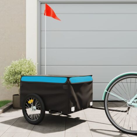 Remorque de vélo noir et bleu 45 kg fer vidaXL341829