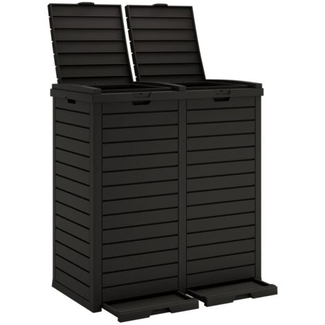 Vidaxl – Poubelle d'extérieur 230L – Double couvercle avec 2 bacs amovibles – Dimensions 78x41x86 cm – Polypropylène imitation bois