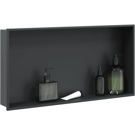 Vidaxl – Niche de douche encastrée 62x32x9 cm – Acier inoxydable noir mat – Résistante à la corrosion – Pour salle de bains et espaces humides