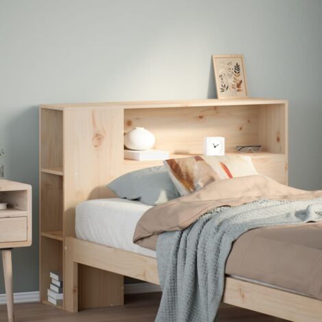 Tête De Lit Avec Rangement En Pin Massif Blanc - 4 Casiers - 100 Cm De Large - Sur Pieds, Sans Fixation Murale