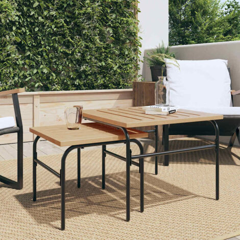 vidaXL Tables basses gigognes de jardin 2 pcs marron et noir acier (1/5)