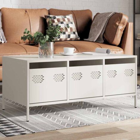 vidaXL Coffee Table White 101,5x50x43,5 cm Cold-rolled Steel (1/5)