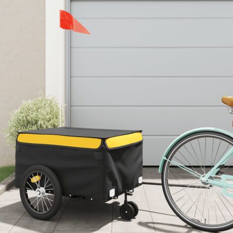 Vidaxl – Remorque de vélo pour chien – Charge maximale 45 kg – Conception robuste en fer – Barre d'attelage incluse – Drapeau de sécurité (1/5)