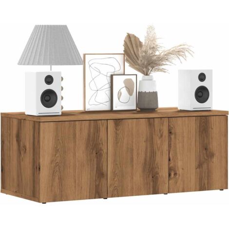 Vidaxl – Meuble TV chêne artisanal 80x34x30 cm – 3 tiroirs de rangement – Bois d'ingénierie – Capacité de charge 60 kg (1/5)