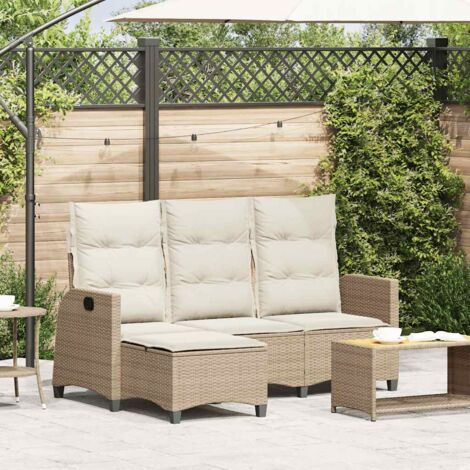 vidaXL Canapé de jardin inclinable coussins forme de L beige polyrotin (1/5)