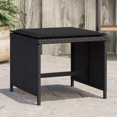 vidaXL Garden Stools with Cushions 4 pcs Black 40x40x35 cm Poly Rattan (1/5)