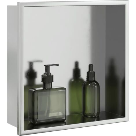 Vidaxl – Niche de douche argenté brossé 32x32x9 cm – Acier inoxydable – Encastrée dans le mur – Pour salle de bains et cuisine