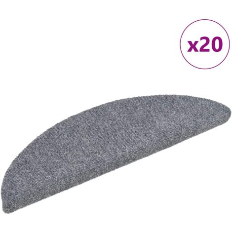 Tapis d'escalier autocollants 20 pièces 56 x 17 x 3 cm Gris clair Demi-rond vidaXL