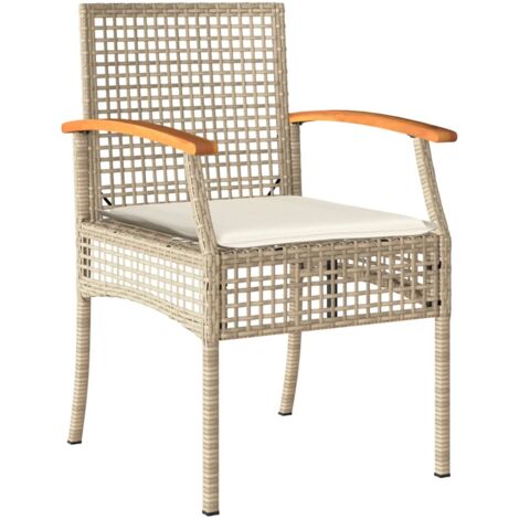 Chaises De Jardin En Résine Tressée Lot De 2 | Avec Coussins Beige Amovibles | Cadre Acier, Style Contemporain