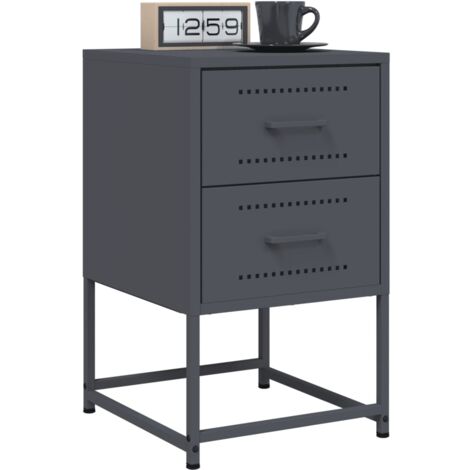 vidaXL Bedside Cabinets 2 pcs Anthracite 36x39x60,5 cm Steel