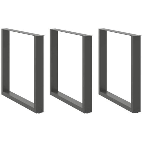 vidaXL Dining Table Legs U-Shaped 3 pcs Anthracite 90x(72-73) cm Steel