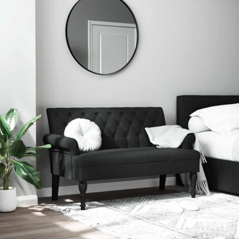 Vidaxl – Banc avec dossier noir 120x62x75,5 cm – Tissu polyester – Capacité 110 kg – Pour espaces intérieurs et bureaux