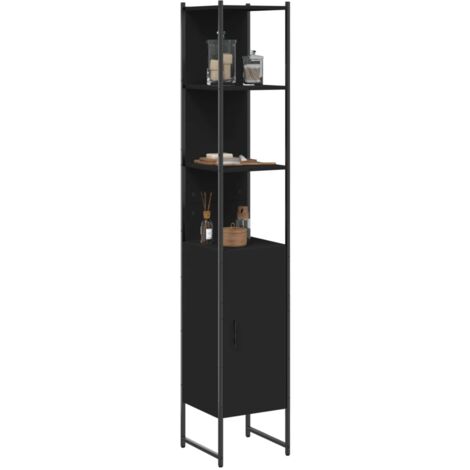 Vidaxl – Meuble sous vasque simple noir 33x33x185,5 cm – Bois d'ingénierie – Construction robuste pour petits espaces – Grand espace de rangement