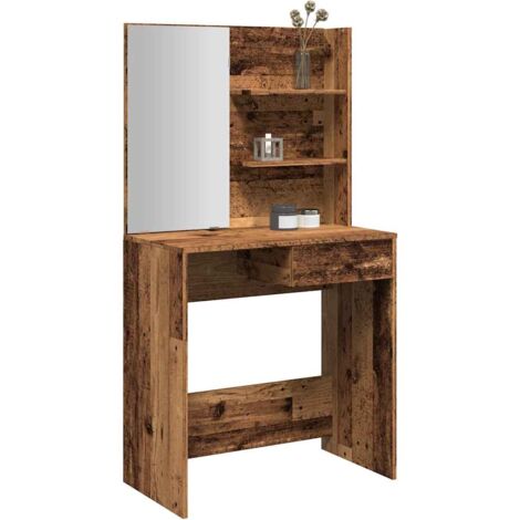 Coiffeuse avec miroir vieux bois 74,5x40x141 cm vidaXL