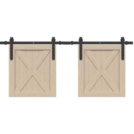 Vidaxl – Kit de porte coulissante 122 cm – Acier au carbone – Roulements silencieux – Pour portes de 22 à 25 mm d'épaisseur