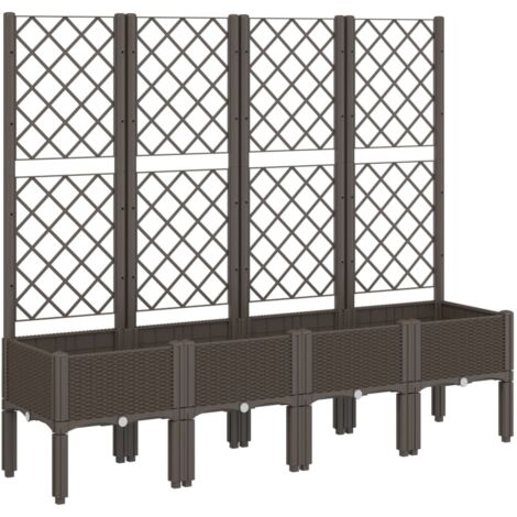 Vidaxl – Jardinière avec treillis en polypropylène – Design surélevé 160x40x142 cm – Idéale pour plantes grimpantes – Aspect rotin élégant