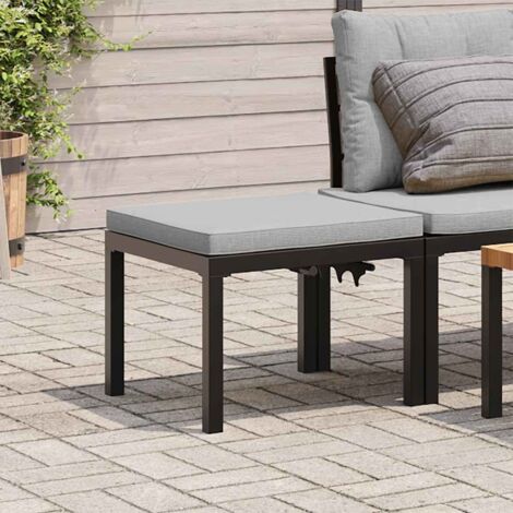 vidaXL Garden Stool with Cushion Black Powder-coated Steel (1/5)