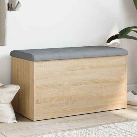 Vidaxl – Banc d'entrée en bois d'ingénierie Sonoma 82x42x45 cm – Grand espace de rangement – Charnières robustes – Assise confortable