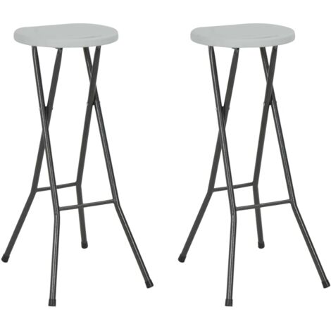 vidaXL Folding Bar Stools 2 pcs HDPE and Steel White (1/5)