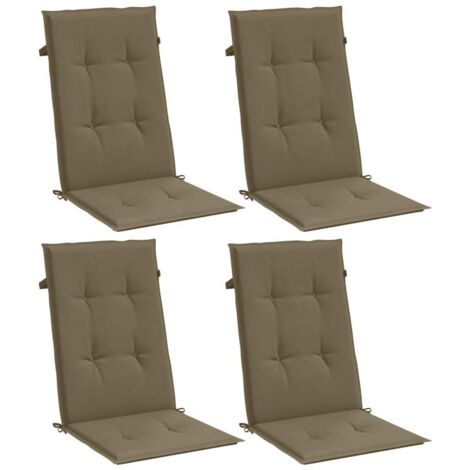 vidaXL Coussins de chaise à dossier haut lot de 4 taupe mélangé tissu