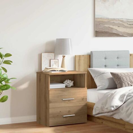 vidaXL Table de chevet chêne artisanal 50x32x60 cm bois d'ingénierie