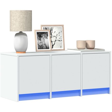 vidaXL Meuble TV avec LED blanc 97x34x40 cm bois d'ingénierie