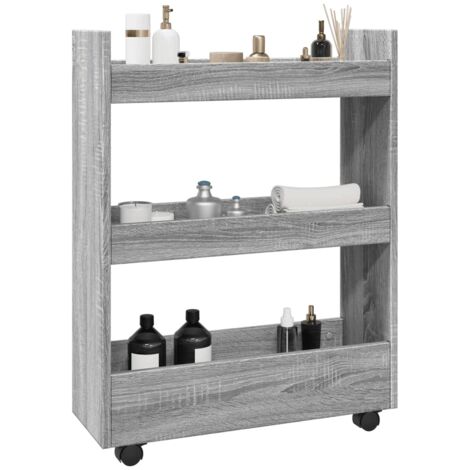 vidaXL Chariot de rangement étroit 3 niveaux sonoma gris
