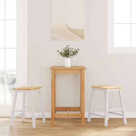 Chaises de bar 2 pcs blanc bois massif d'hévéa vidaXL (1/5)