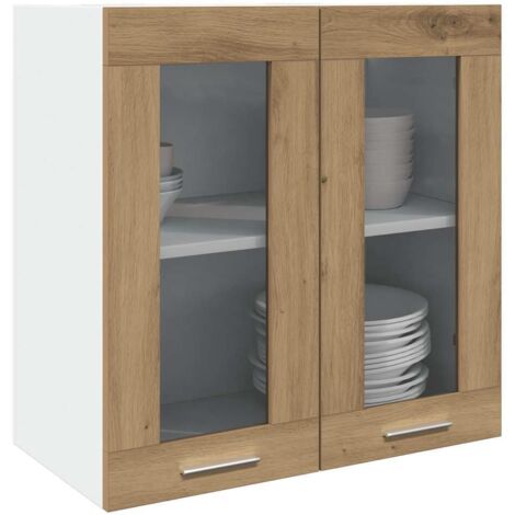 Armoire murale de cuisine "Lyon" avec porte vitrée Chêne artisanal 60x31x60 cm vidaXL