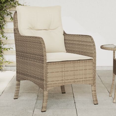 vidaXL Garden Chairs with Cushions 2 pcs Beige Poly Rattan (1/6)