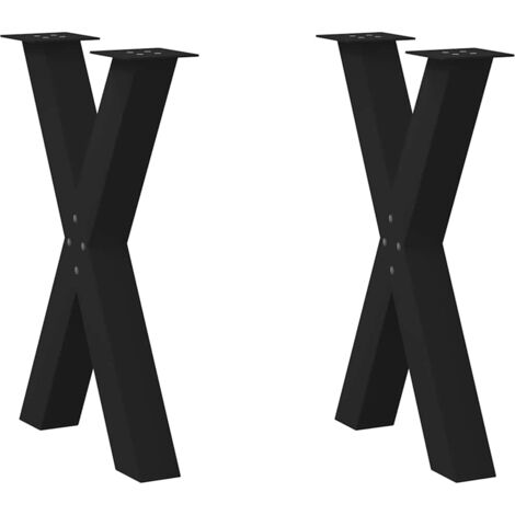 vidaXL Pieds de table à manger forme de X 2 pcs noir 60x(72-73) cm