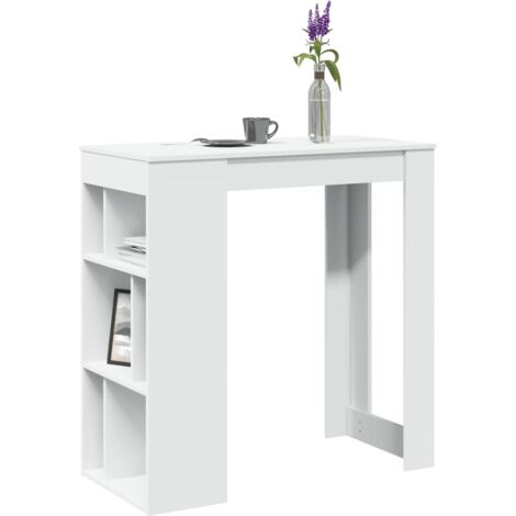 Vidaxl – Table de bar blanc en bois d'ingénierie – 6 compartiments de rangement – Dimensions 102x50x103,5 cm – Capacité 70 kg