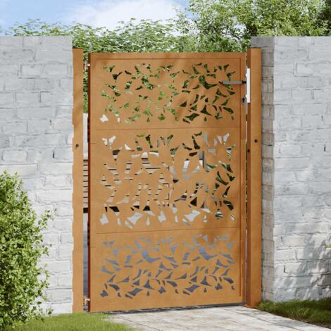 vidaXL Garden Gate 100x125 cm Weathering Steel Leaf Design