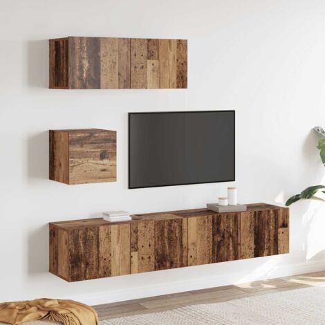 vidaXL 4 Piece TV Cabinet Set Wall-mounted Old Wood Engineered Wood (1/5)