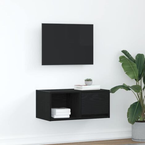 vidaXL TV Cabinet Black Oak 60x31x25,5 cm Engineered Wood (1/5)