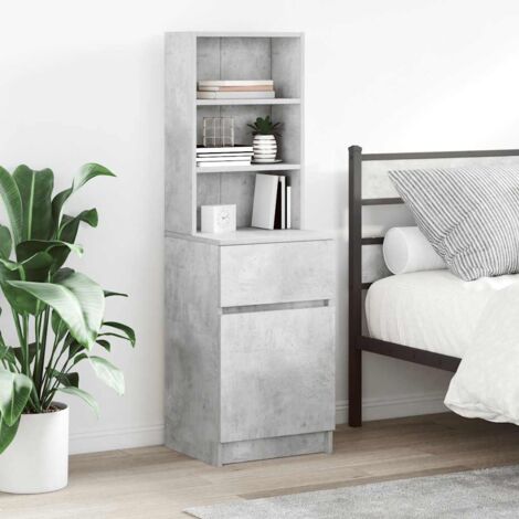 vidaXL Table de chevet gris béton 39x35x125 cm bois d’ingénierie