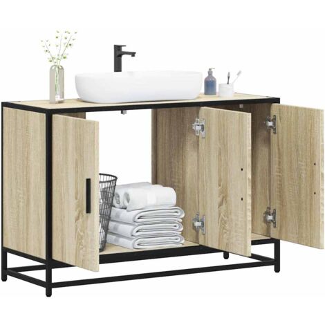vidaXL Bathroom Sink Cabinet Sonoma Oak 90x33x60 cm Engineered Wood