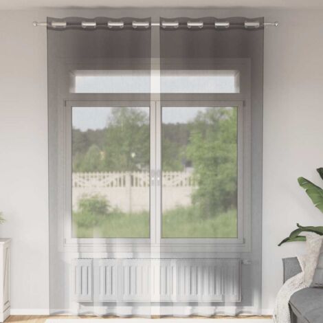 Rideaux en voile avec œillets 2 pcs gris foncé 140x300 cm vidaXL