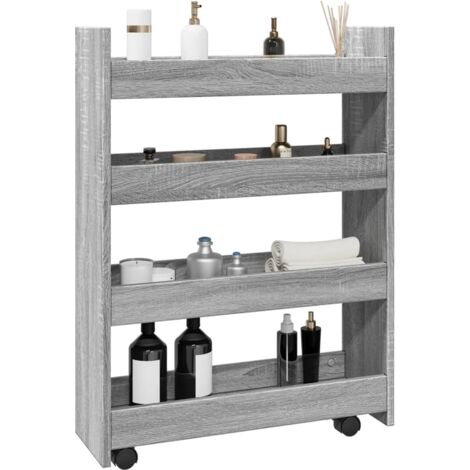 vidaXL Narrow Storage Trolley 4 Tier Grey Sonoma Engineered Wood