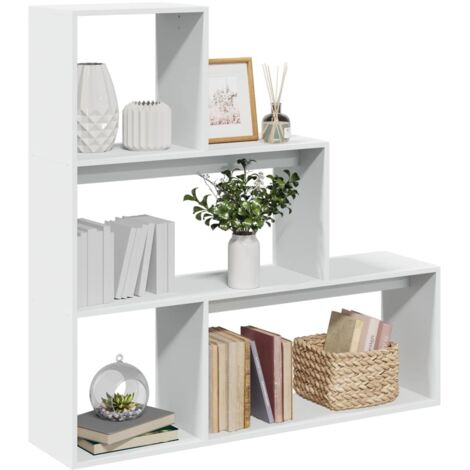 Vidaxl – Étagère séparatrice de pièce blanc 123x29x123 cm – 3 niveaux – Bois d'ingénierie résistant à l'humidité – Conception en escalier