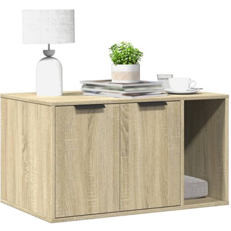Vidaxl – Bac à litière pour chat en bois d'ingénierie – Dimensions 80x50x45 cm – Design discret et multifonctionnel – Facile à nettoyer