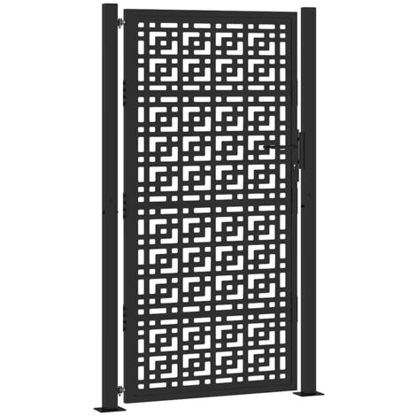 Vidaxl – Portail aluminium noir 100x175 cm – Acier galvanisé – Design découpé au laser – Système de verrouillage avec 3 clés (1/5)