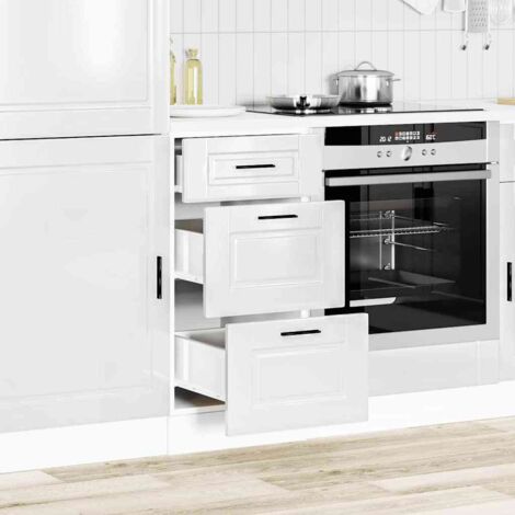 Meuble bas de cuisine « Porto » Bois d'ingénierie blanc brillant vidaXL (1/5)