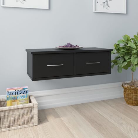 vidaXL Wall-mounted Drawer Shelf Black 60x26x18,5 cm Engineered Wood (1/5)