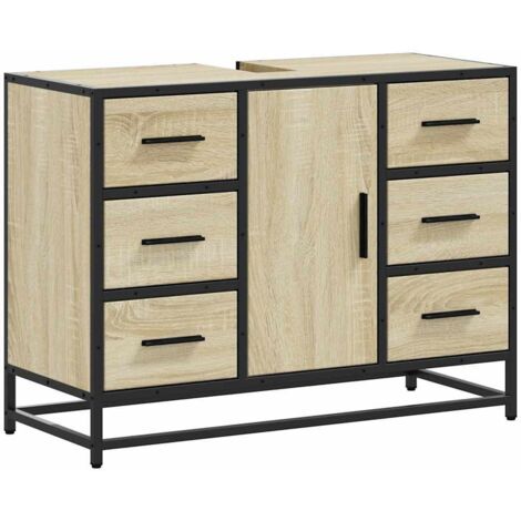 Armoire lavabo de salle de bain chêne sonoma bois d'ingénierie vidaXL